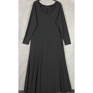Sympli Maxi Dress Womens 16 Black Long Sleeve Stretch Minimalist Travel Capsule